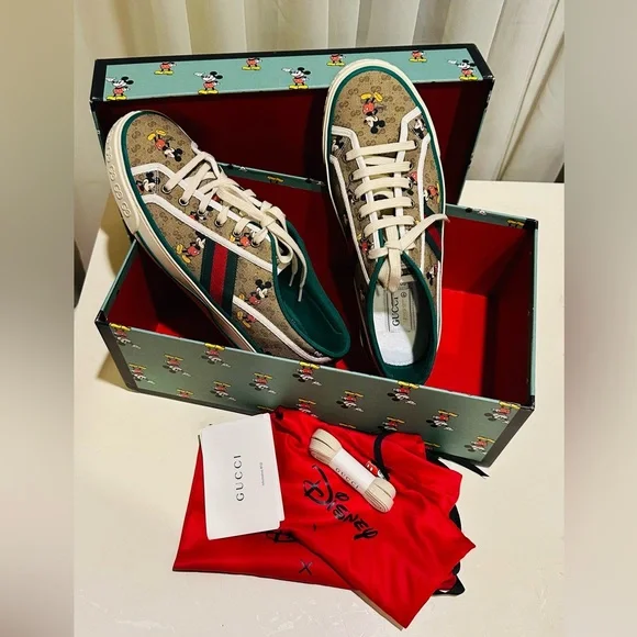 Gucci Disney Mickey Tennis 1977 GG Print Men’s Sneakers Size 9+US / UK 8.5